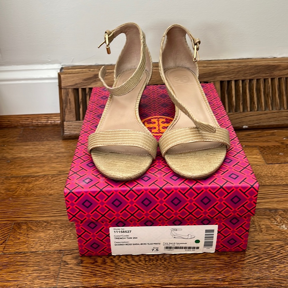 Tory Burch wedge sandal, tan